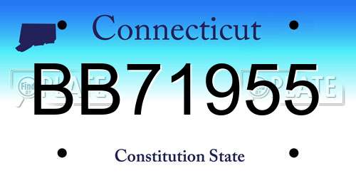 BB71955 Connecticut License Plate