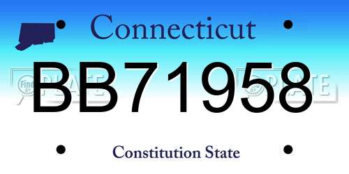 BB71958 Connecticut License Plate