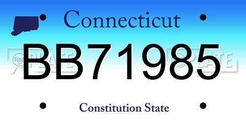 BB71985 Connecticut License Plate