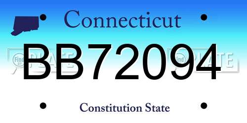 BB72094 Connecticut License Plate