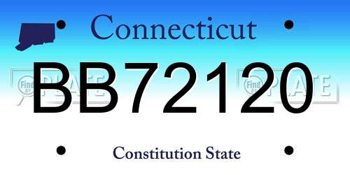 BB72120 Connecticut License Plate