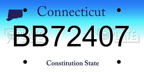 BB72407 Connecticut License Plate
