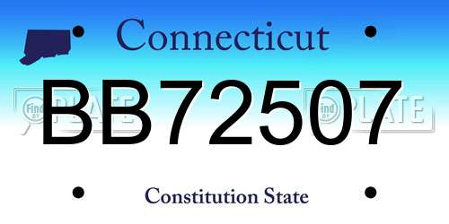 BB72507 Connecticut License Plate
