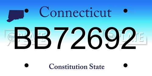 BB72692 Connecticut License Plate