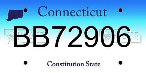 BB72906 Connecticut License Plate