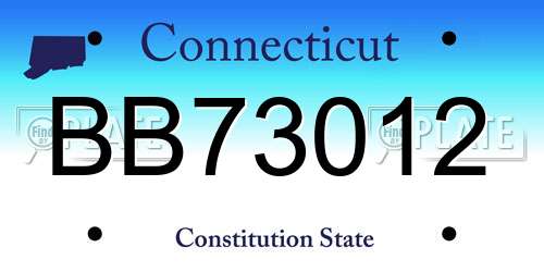 BB73012 Connecticut License Plate