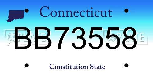 BB73558 Connecticut License Plate