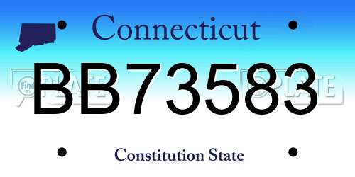 BB73583 Connecticut License Plate