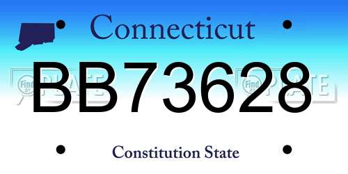 BB73628 Connecticut License Plate