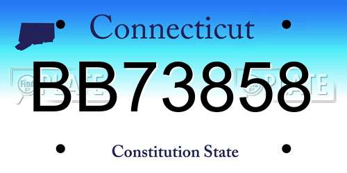 BB73858 Connecticut License Plate