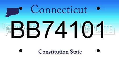 BB74101 Connecticut License Plate