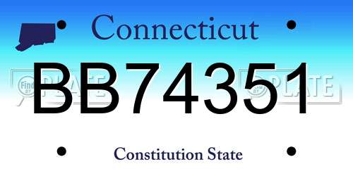 BB74351 Connecticut License Plate