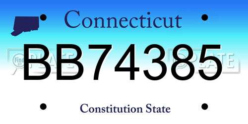BB74385 Connecticut License Plate