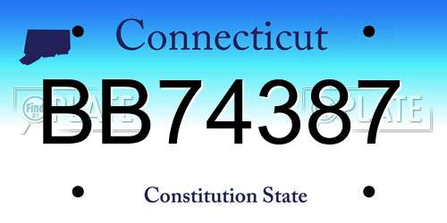 BB74387 Connecticut License Plate
