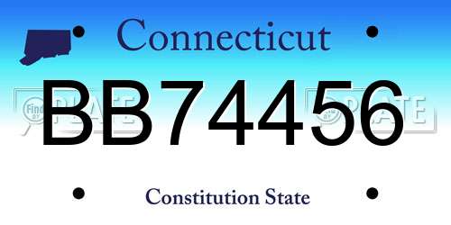 BB74456 Connecticut License Plate