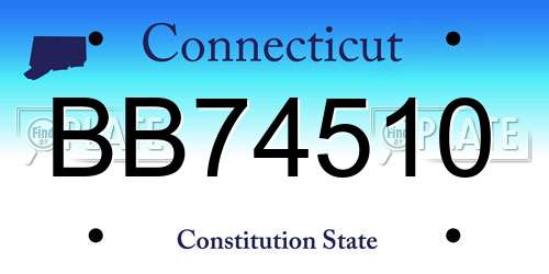 BB74510 Connecticut License Plate