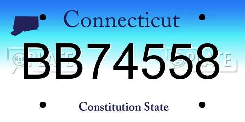 BB74558 Connecticut License Plate