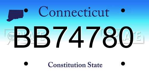 BB74780 Connecticut License Plate