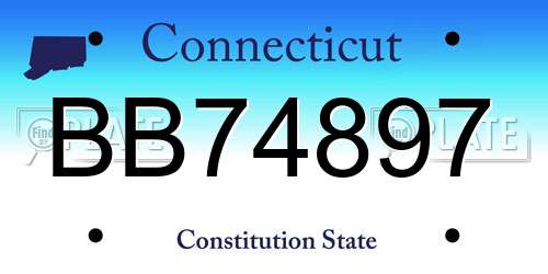 BB74897 Connecticut License Plate