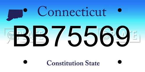 BB75569 Connecticut License Plate