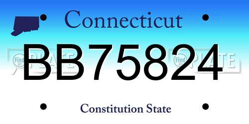 BB75824 Connecticut License Plate