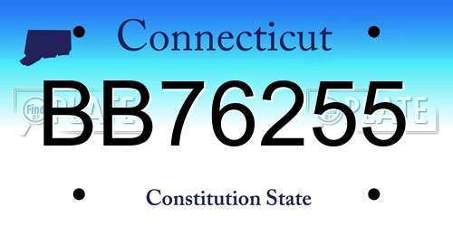 BB76255 Connecticut License Plate