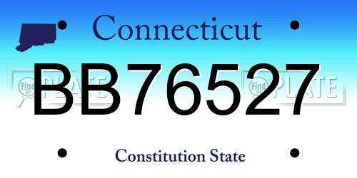 BB76527 Connecticut License Plate