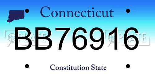 BB76916 Connecticut License Plate