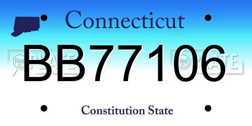 BB77106 Connecticut License Plate
