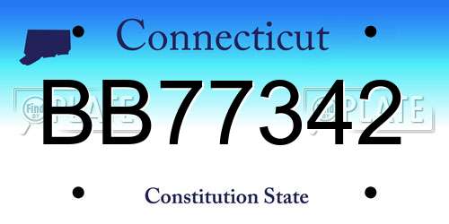 BB77342 Connecticut License Plate