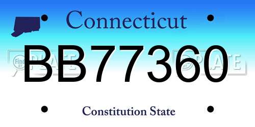 BB77360 Connecticut License Plate