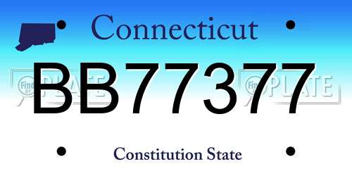 BB77377 Connecticut License Plate