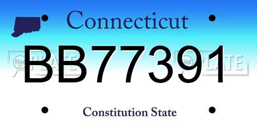 BB77391 Connecticut License Plate