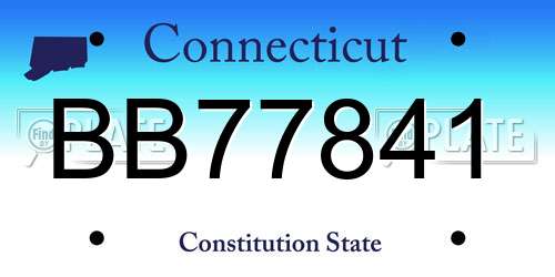 BB77841 Connecticut License Plate