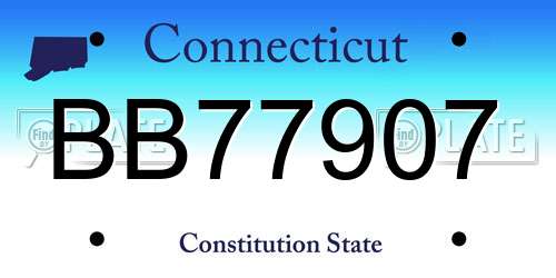 BB77907 Connecticut License Plate