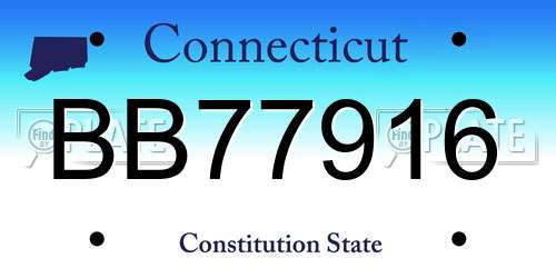 BB77916 Connecticut License Plate