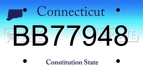 BB77948 Connecticut License Plate