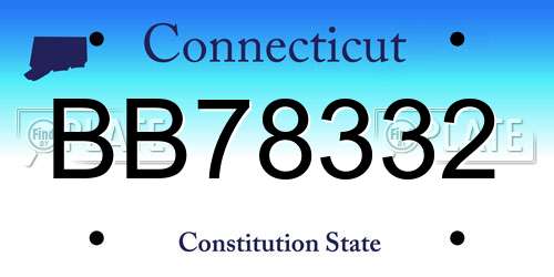 BB78332 Connecticut License Plate