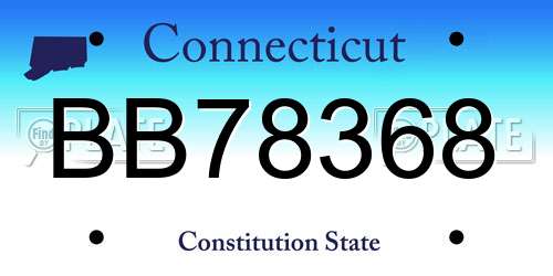 BB78368 Connecticut License Plate