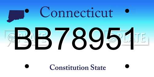 BB78951 Connecticut License Plate