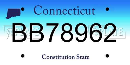BB78962 Connecticut License Plate