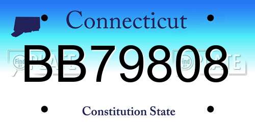 BB79808 Connecticut License Plate