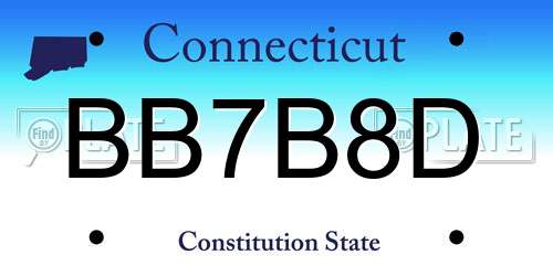 BB7B8D Connecticut License Plate