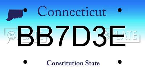 BB7D3E Connecticut License Plate