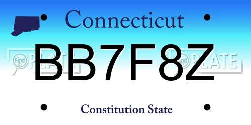 BB7F8Z Connecticut License Plate