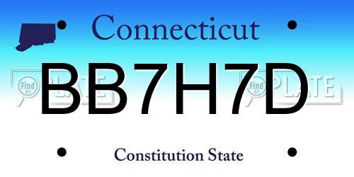 BB7H7D Connecticut License Plate