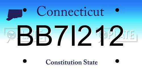 BB7I212 Connecticut License Plate