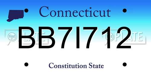 BB7I712 Connecticut License Plate