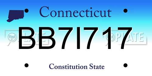 BB7I717 Connecticut License Plate