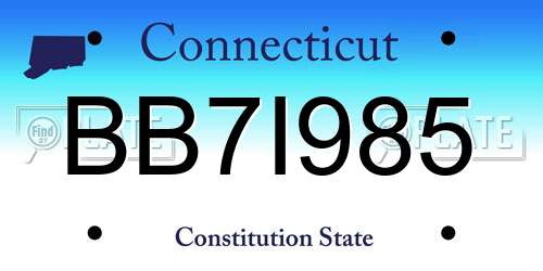 BB7I985 Connecticut License Plate